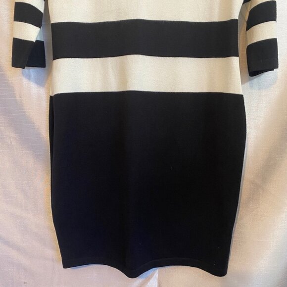 Pink Rose Black and White Striped Sweater  Dress Ladies L - Picture 5 of 12